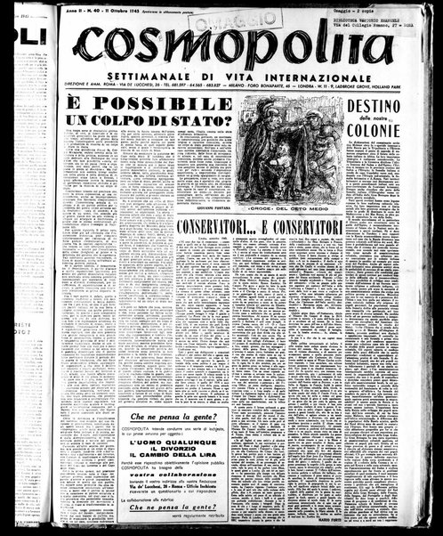 Cosmopolita : settimanale di vita internazionale