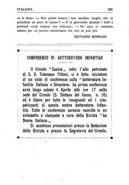 La donna italiana rivista mensile di lettere, scienze, arti e movimento sociale femminile