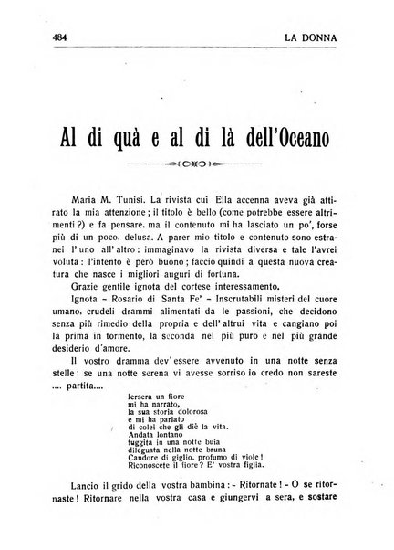 La donna italiana rivista mensile di lettere, scienze, arti e movimento sociale femminile