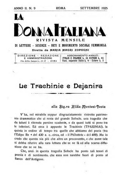 La donna italiana rivista mensile di lettere, scienze, arti e movimento sociale femminile