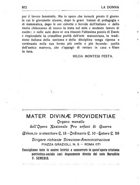 La donna italiana rivista mensile di lettere, scienze, arti e movimento sociale femminile