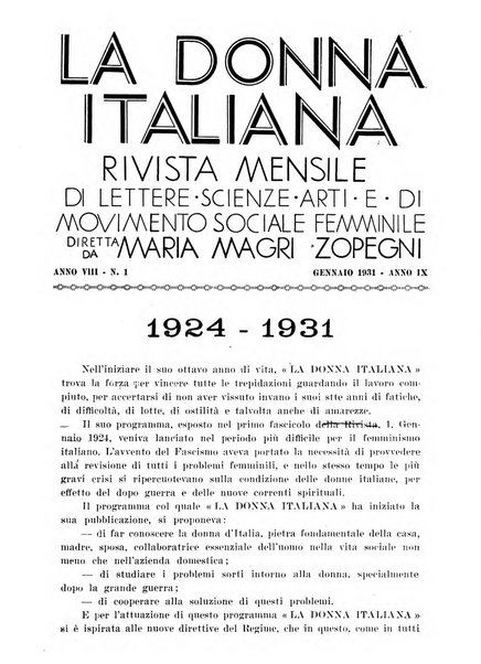 La donna italiana rivista mensile di lettere, scienze, arti e movimento sociale femminile