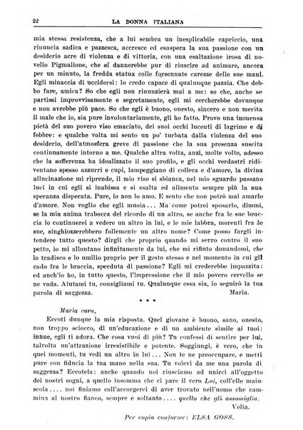 La donna italiana rivista mensile di lettere, scienze, arti e movimento sociale femminile