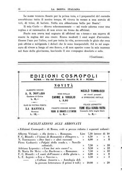 La donna italiana rivista mensile di lettere, scienze, arti e movimento sociale femminile