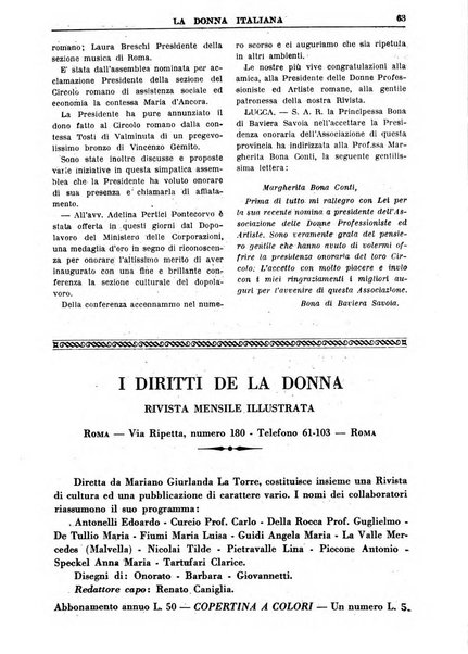 La donna italiana rivista mensile di lettere, scienze, arti e movimento sociale femminile