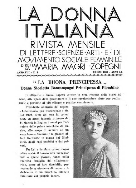 La donna italiana rivista mensile di lettere, scienze, arti e movimento sociale femminile