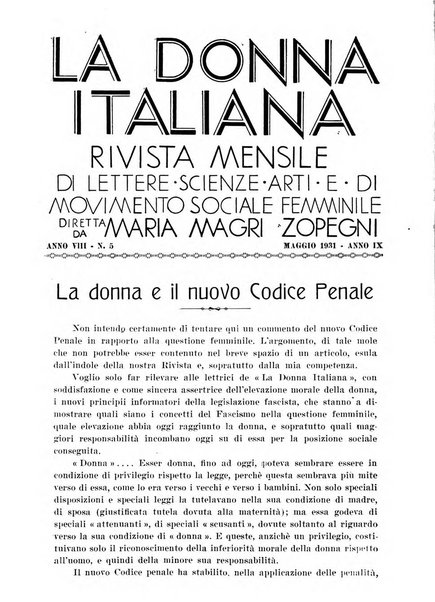 La donna italiana rivista mensile di lettere, scienze, arti e movimento sociale femminile