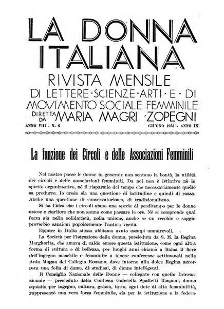 La donna italiana rivista mensile di lettere, scienze, arti e movimento sociale femminile