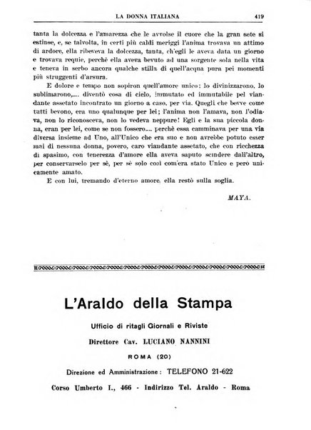 La donna italiana rivista mensile di lettere, scienze, arti e movimento sociale femminile