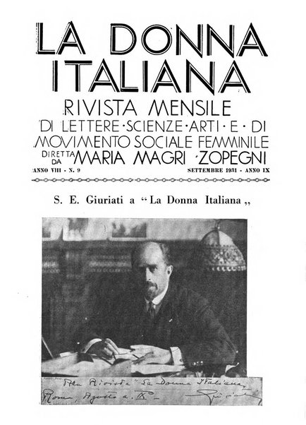 La donna italiana rivista mensile di lettere, scienze, arti e movimento sociale femminile