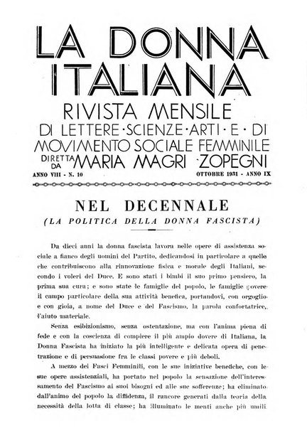 La donna italiana rivista mensile di lettere, scienze, arti e movimento sociale femminile