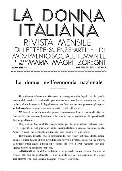 La donna italiana rivista mensile di lettere, scienze, arti e movimento sociale femminile