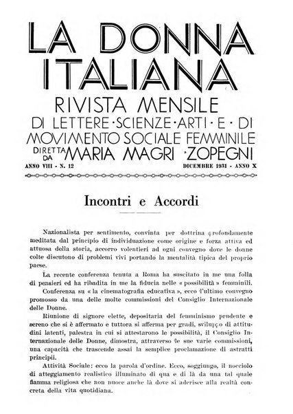 La donna italiana rivista mensile di lettere, scienze, arti e movimento sociale femminile