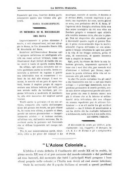 La donna italiana rivista mensile di lettere, scienze, arti e movimento sociale femminile