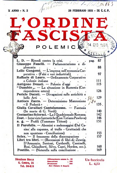 L'ordine fascista polemica