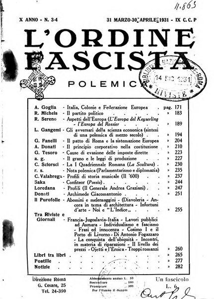 L'ordine fascista polemica