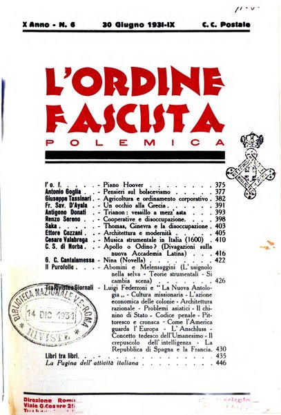 L'ordine fascista polemica