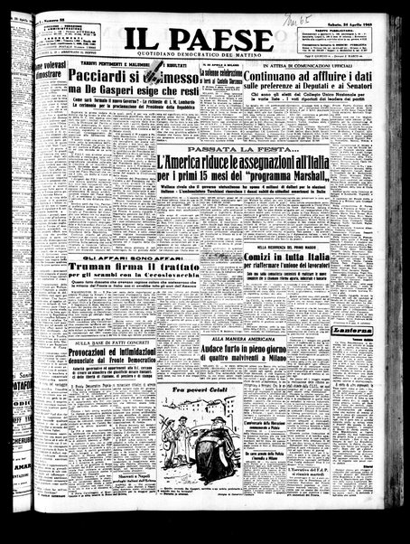 Il paese : quotidiano democratico del mattino