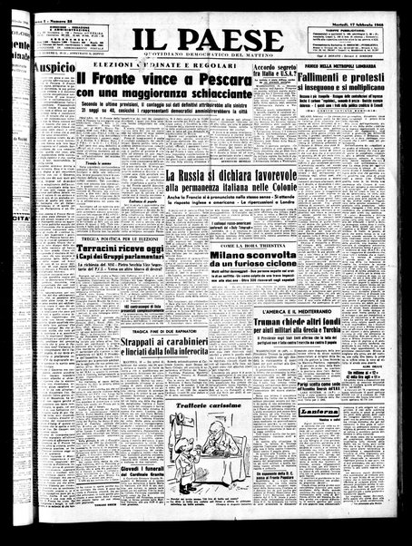 Il paese : quotidiano democratico del mattino