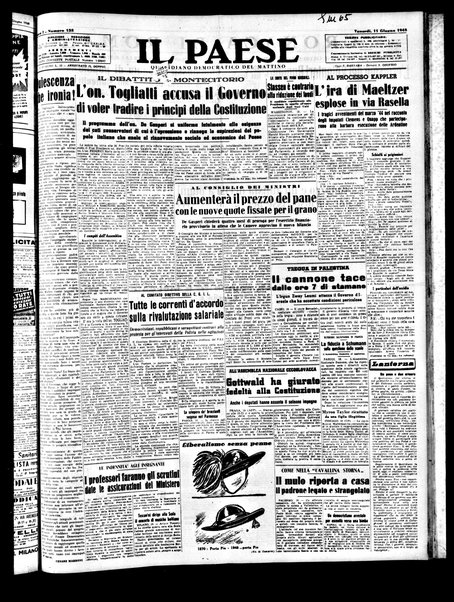 Il paese : quotidiano democratico del mattino