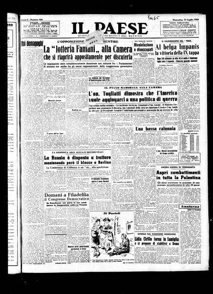 Il paese : quotidiano democratico del mattino