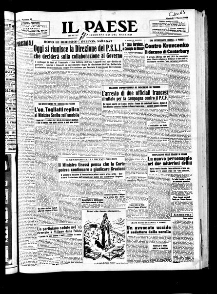 Il paese : quotidiano democratico del mattino