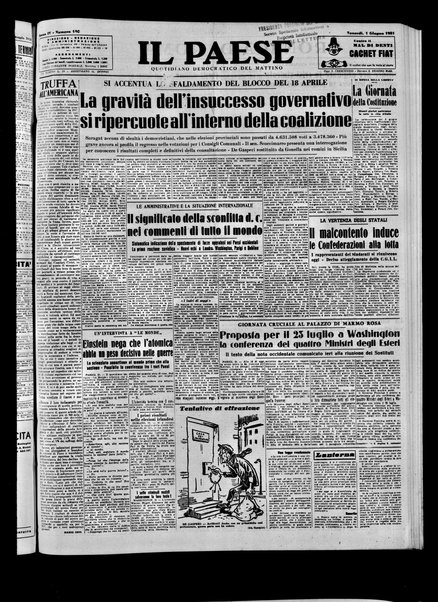 Il paese : quotidiano democratico del mattino