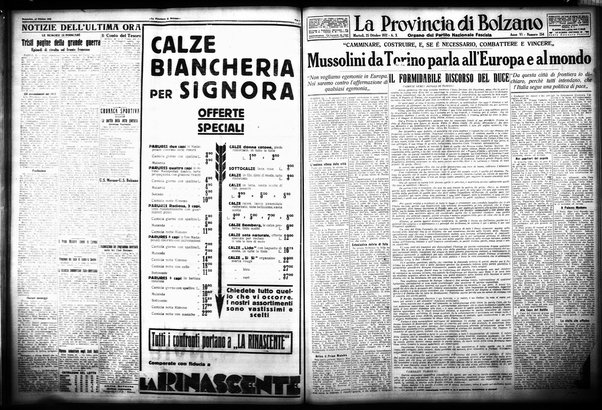 La provincia di Bolzano : quotidiano del Partito nazionale fascista