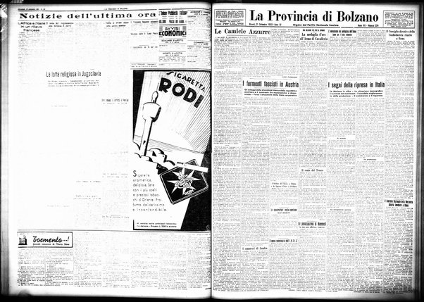 La provincia di Bolzano : quotidiano del Partito nazionale fascista