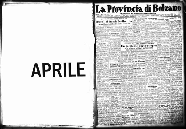 La provincia di Bolzano : quotidiano del Partito nazionale fascista