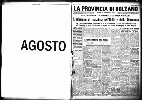 La provincia di Bolzano : quotidiano del Partito nazionale fascista