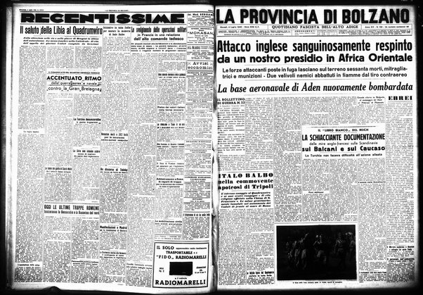 La provincia di Bolzano : quotidiano del Partito nazionale fascista