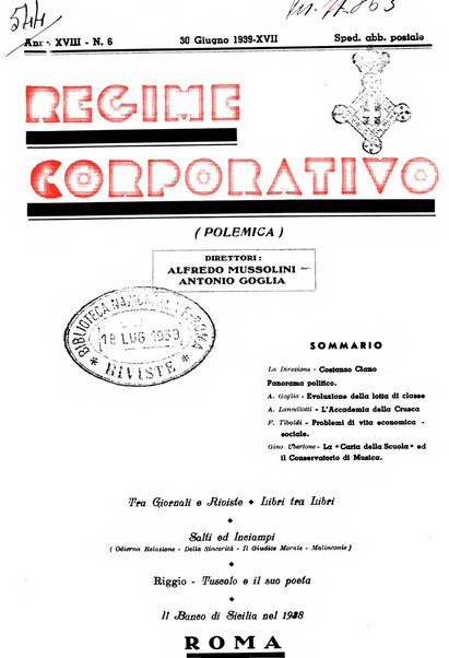 Il regime corporativo polemica