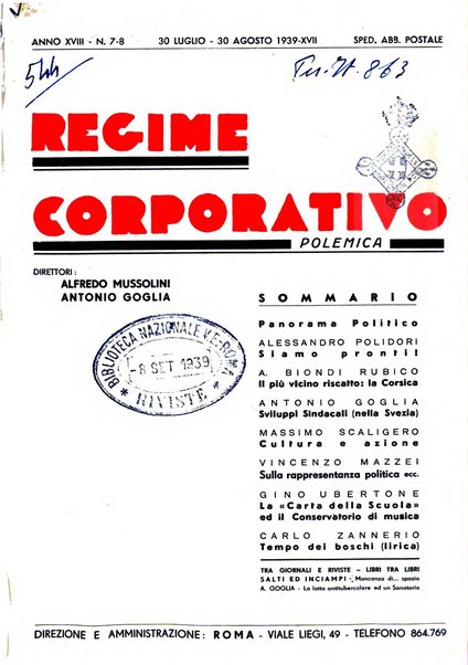 Il regime corporativo polemica