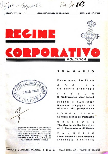 Il regime corporativo polemica