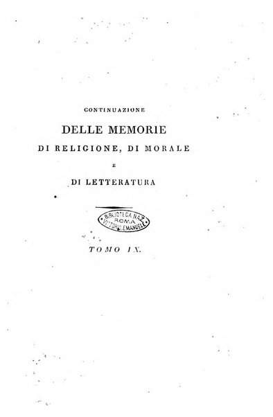 Continuazione delle Memorie di religione, di morale e di letteratura