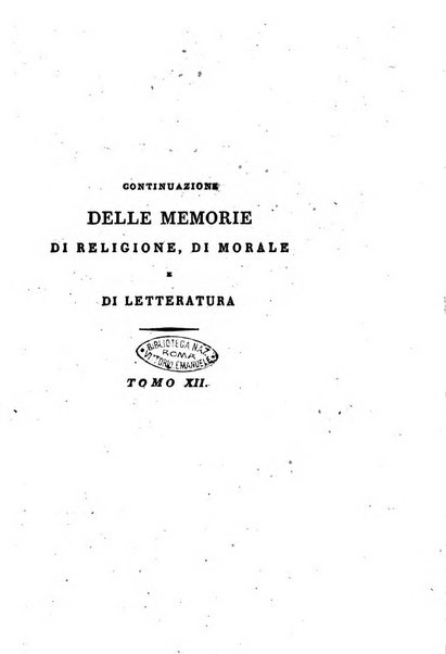 Continuazione delle Memorie di religione, di morale e di letteratura