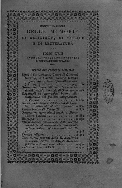 Continuazione delle Memorie di religione, di morale e di letteratura