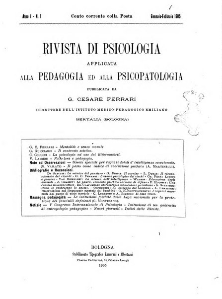 Rivista di psicologia applicata alla pedagogia e alla psicopatologia