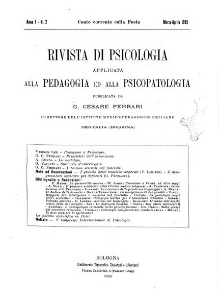 Rivista di psicologia applicata alla pedagogia e alla psicopatologia