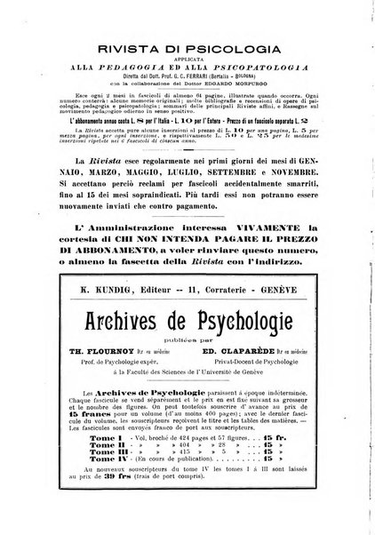 Rivista di psicologia applicata alla pedagogia e alla psicopatologia