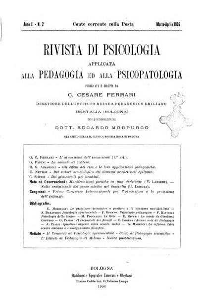 Rivista di psicologia applicata alla pedagogia e alla psicopatologia