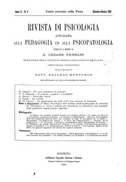 Rivista di psicologia applicata alla pedagogia e alla psicopatologia