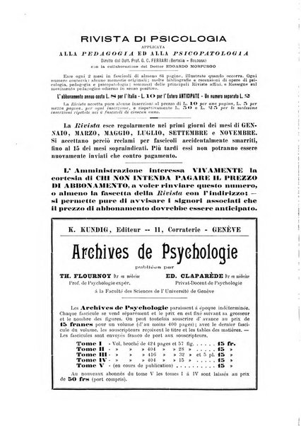 Rivista di psicologia applicata alla pedagogia e alla psicopatologia