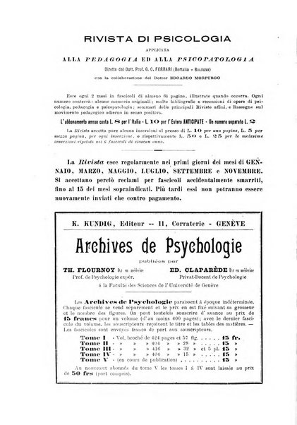 Rivista di psicologia applicata alla pedagogia e alla psicopatologia