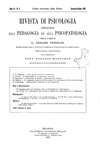 Rivista di psicologia applicata alla pedagogia e alla psicopatologia