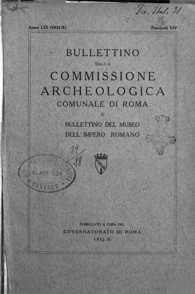 Bullettino della Commissione archeologica comunale di Roma