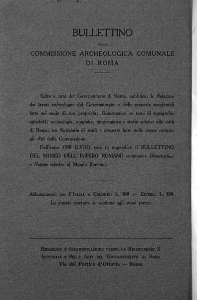 Bullettino della Commissione archeologica comunale di Roma