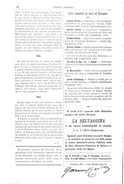 L' Italia agricola giornale di agricoltura