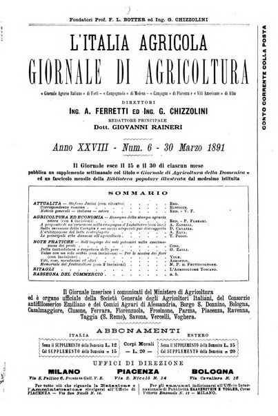 L' Italia agricola giornale di agricoltura